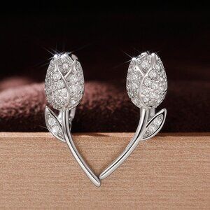 "Flower Shape CZ Earring Studs for Women18k Gold Plating Earrings, HA4506